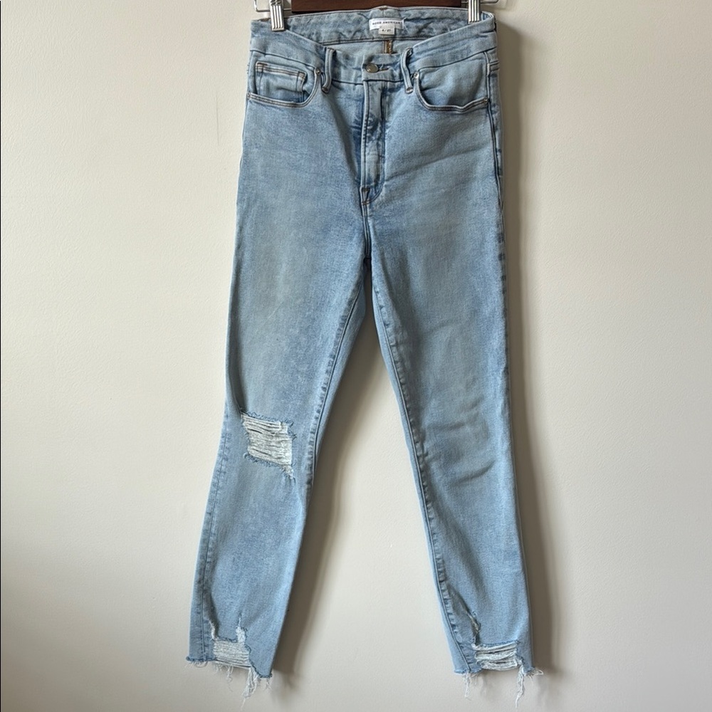 Good American Blue Ankle Cropped Jeans